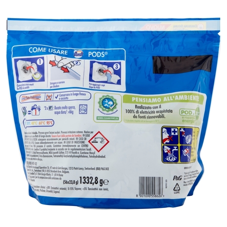 Dash PODS Allin1 Detersivo Lavatrice in Capsule per Bucato Salva Colore 56 Lavaggi 1332,8 g